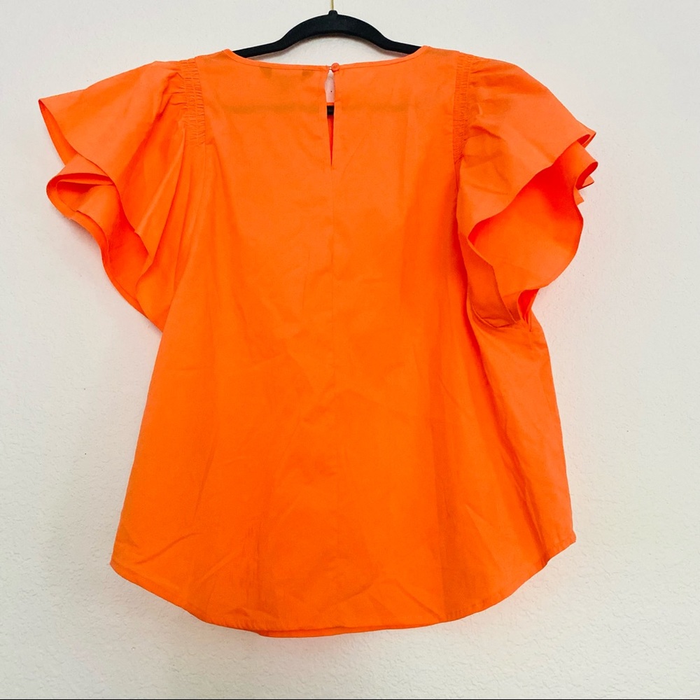 PROJECT RUNWAY Ruffle Sleeve Blouse Orange Size Medium - Picture 8 of 14